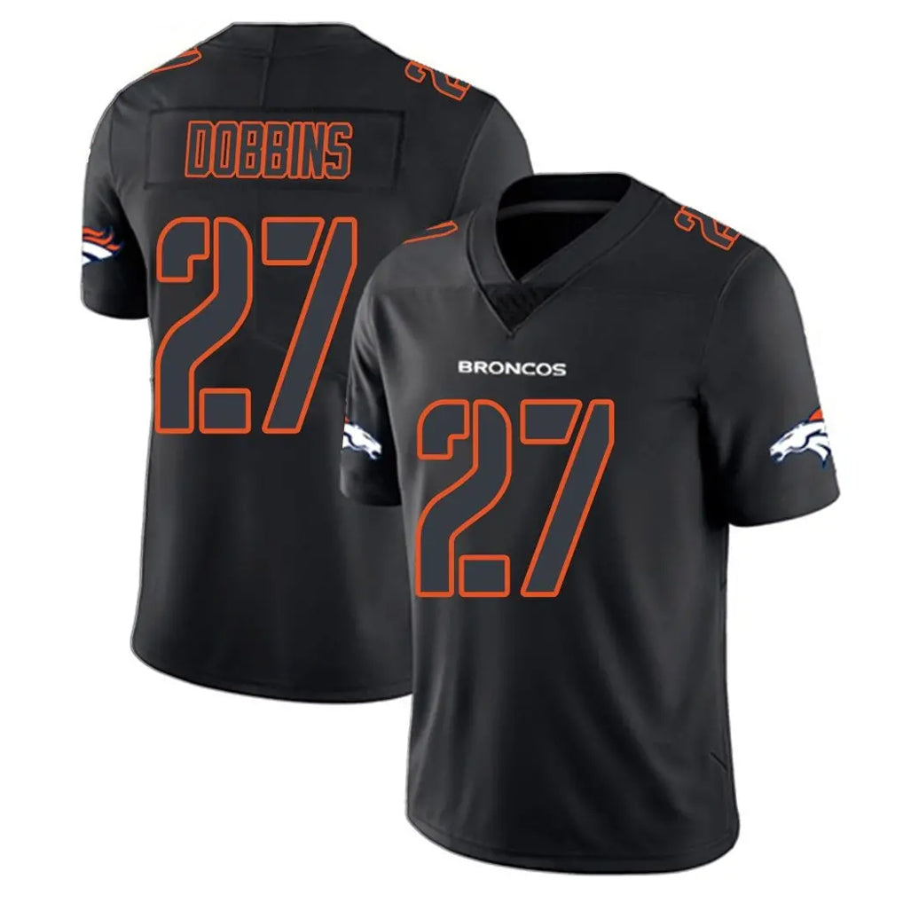 D.Broncos #27 J.K. Dobbins Player Black Impact Limited Game Edoa Stitched Jerseys
