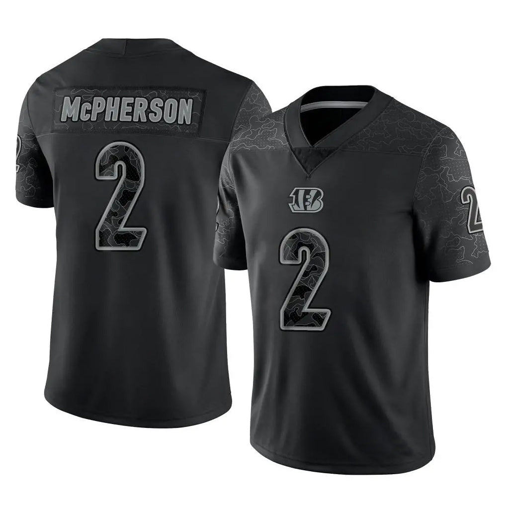 C.Bengals #2 Evan McPherson Player Black Reflective Limited Game Edoa Stitched Jerseys