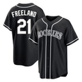 C.Rockies #21 Kyle Freeland Player Black Fashion Out Home Game Edoa Stitched Jerseys