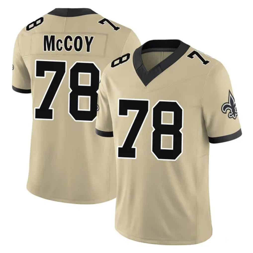 NO.Saints #78 Erik McCoy Player Gold Limited Vapor F.U.S.E. Home Game Edoa Stitched Jerseys