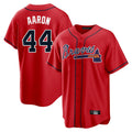 A.Braves #44 Hank Aaron Player Red Home Game Edoa Stitched Jerseys