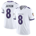 B.Ravens #8 Lamar Jackson Player White Limited Elite Home Game Edoa Stitched Jerseys