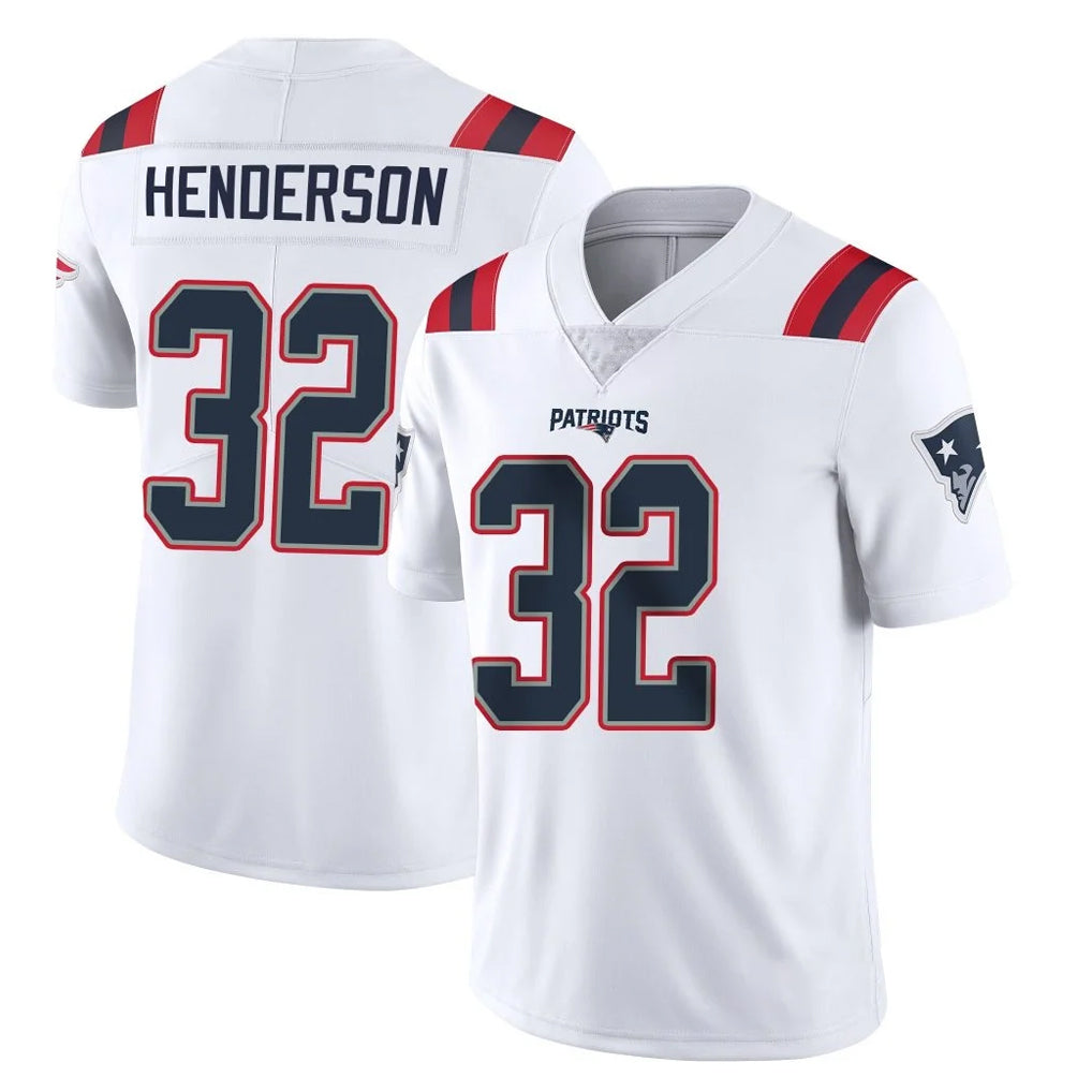 NE.Patriots #32 TreVeyon Henderson Player White Vapor Untouchable Home Game Edoa Stitched Jerseys