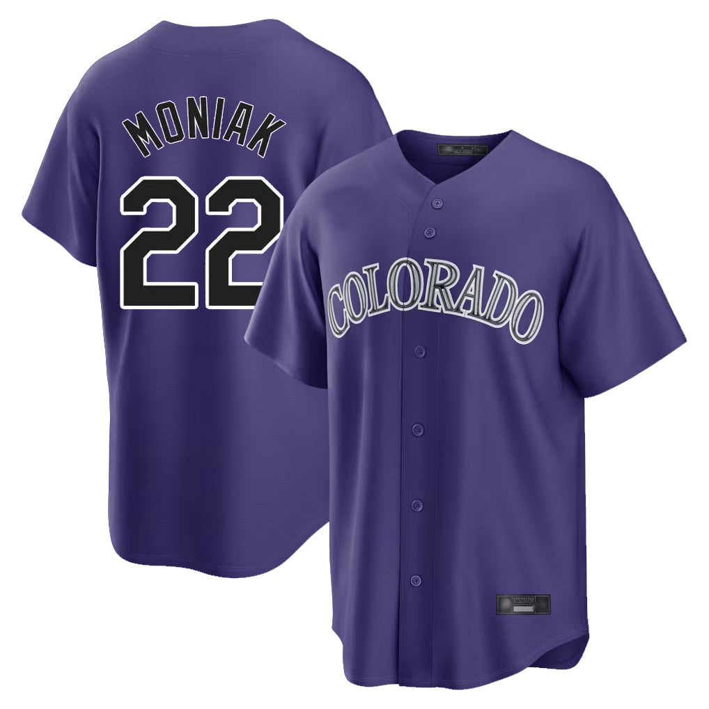 C.Rockies #22 Mickey Moniak Player Purple Game Home Edoa Stitched Jerseys