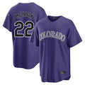 C.Rockies #22 Mickey Moniak Player Purple Game Home Edoa Stitched Jerseys