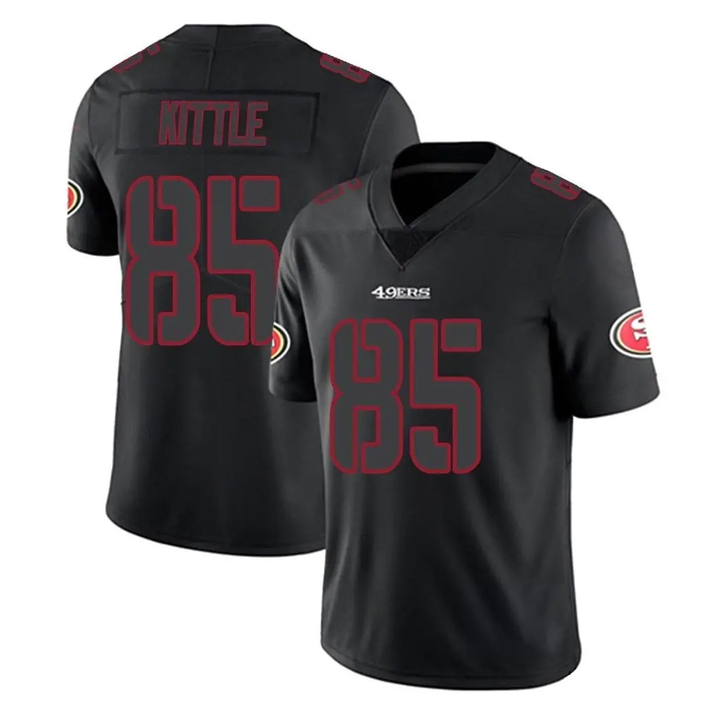 SF.49ers #85 George Kittle Player Black Impact Limited Home Game Edoa Stitched Jerseys