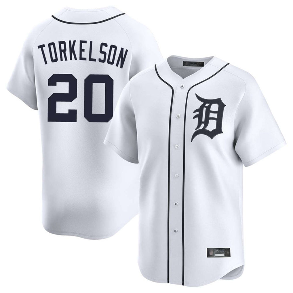 D.Tigers #20 Spencer Torkelson Player White Home Limited Edoa Stitched Jerseys