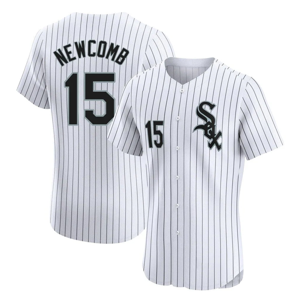 C.White Sox #15 Sean Newcomb Player White Stripe Limited Elite Home Edoa Stitched Jerseys