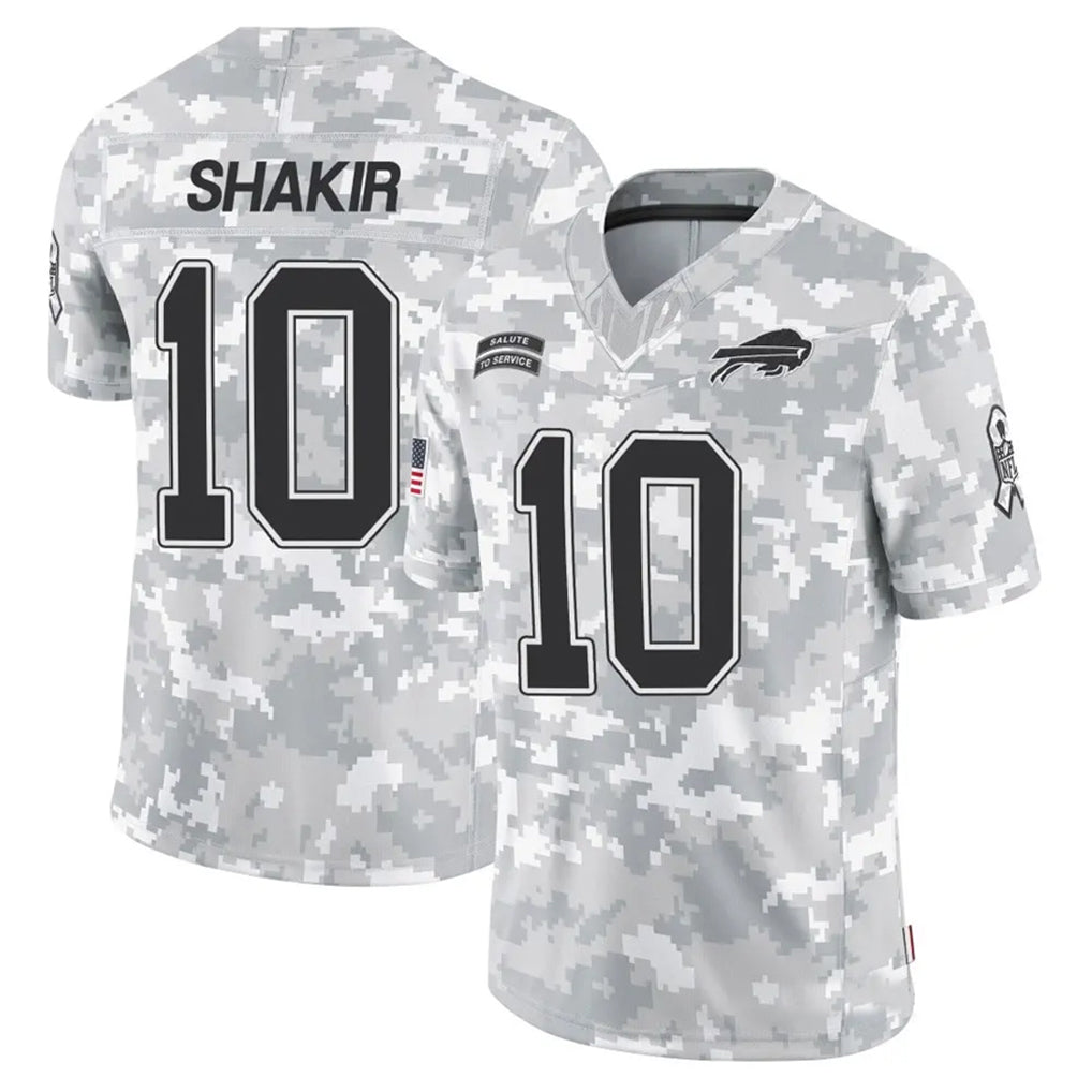 B.Bills #10 Khalil Shakir Player Arctic Camo Salute to Service Limited Edoa Stitched Jerseys