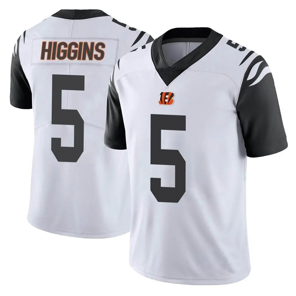 C.Bengals #5 Tee Higgins Player White Color Rush Vapor Untouchable Limted Home Game Edoa Stitched Jerseys