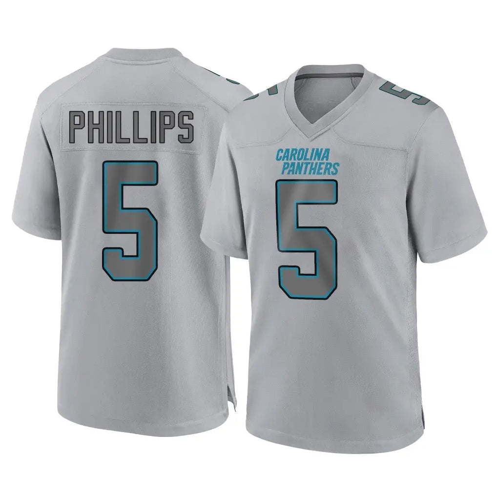 C.Panthers #5 Jaelan Phillips Player Gray Atmosphere Fashion Game Edoa Stitched Jerseys