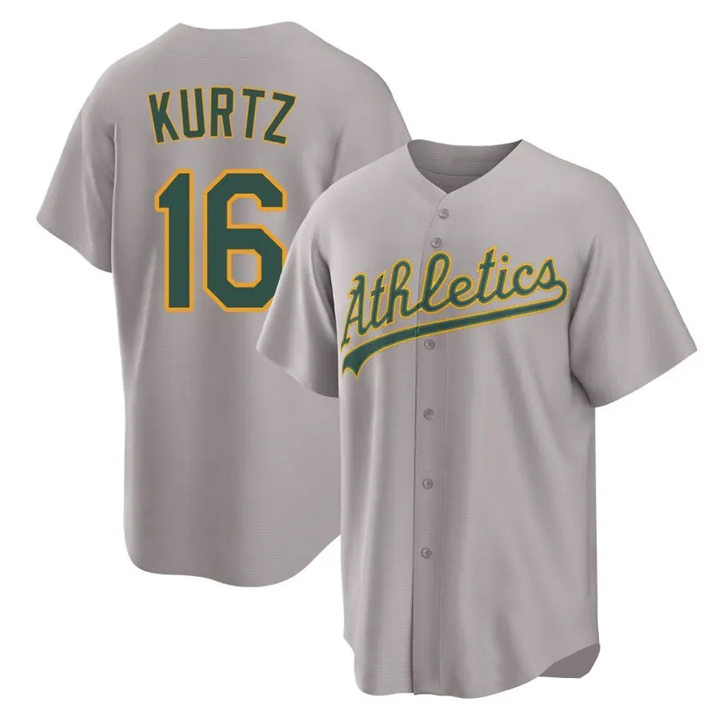 Athletics #16 Nick Kurtz Player Gray Home Game Edoa Stitched Jerseys