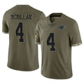 C.Panthers #4 Tetairoa McMillan Player Olive Salute to Service Game Edoa Stitched Jerseys