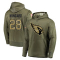 A.Cardinals #28 Andrew Wingard Player Olive Salute to Service Pullover Hoodie Home Game Edoa Stitched Jerseys