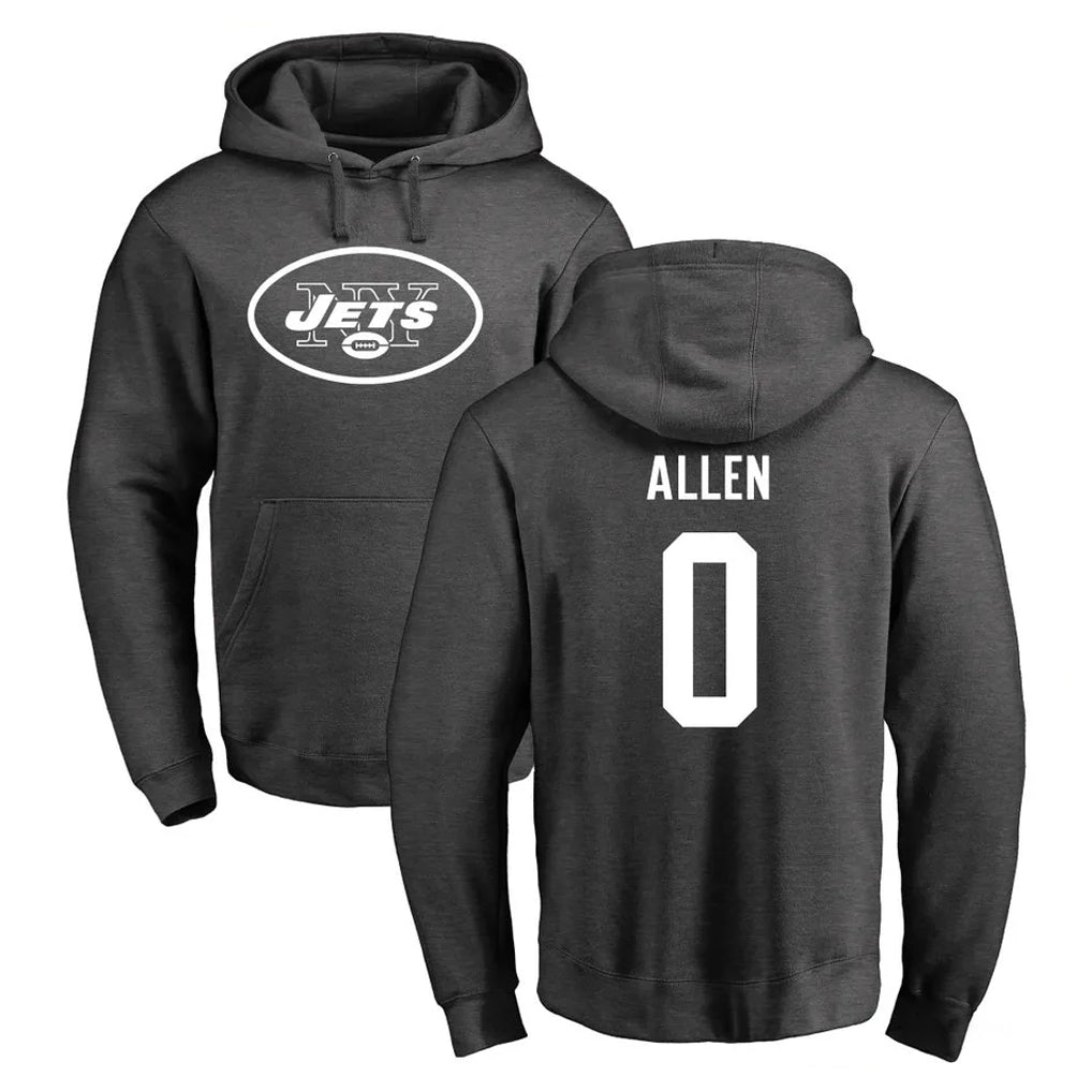 NY.Jets #0 Braelon Allen Player Gray Pullover Hoodies Limited Game Edoa Stitched Jerseys