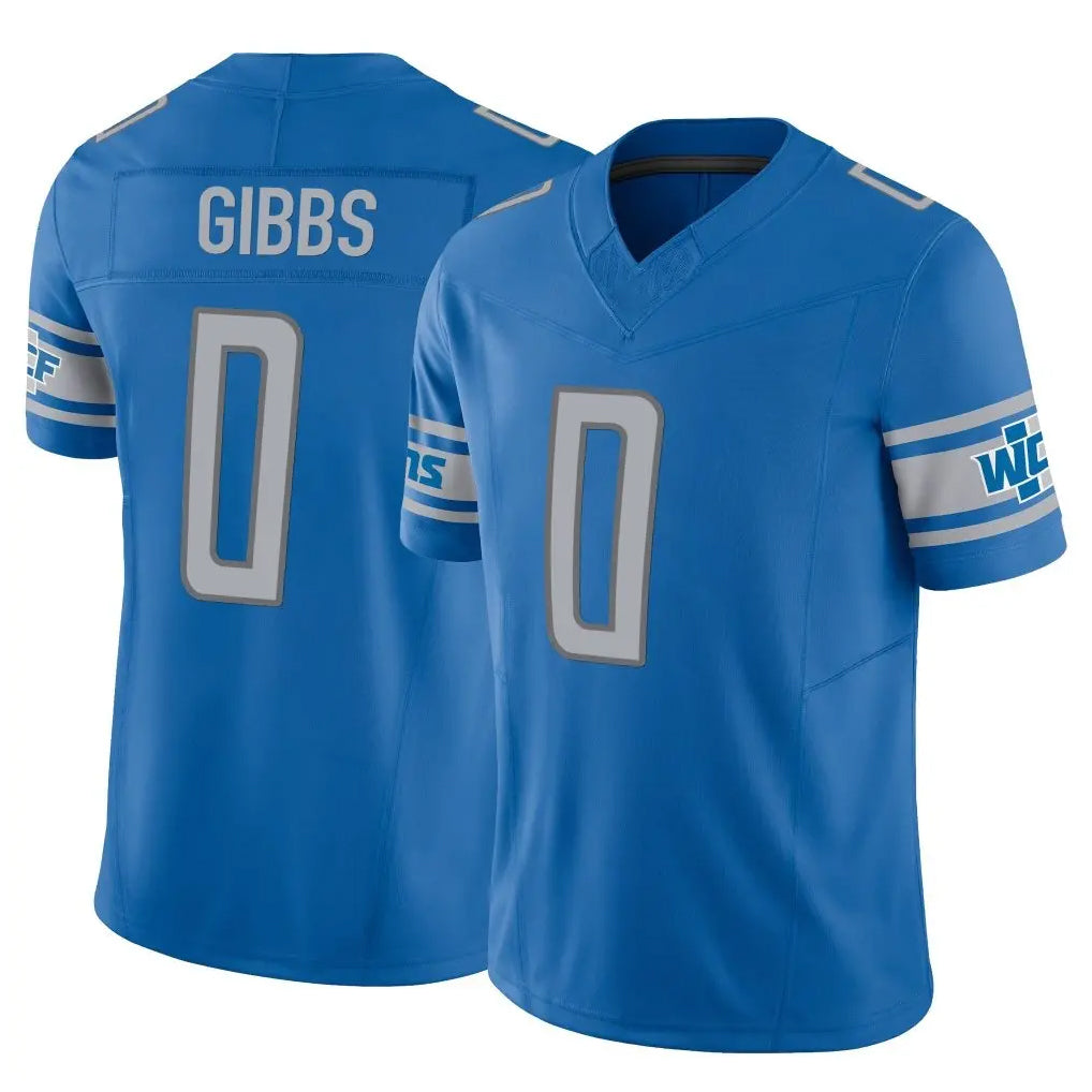 D.Lions #0 Jahmyr Gibbs Player Blue Vapor F.U.S.E. Limited Home Game Edoa Stitched Jerseys