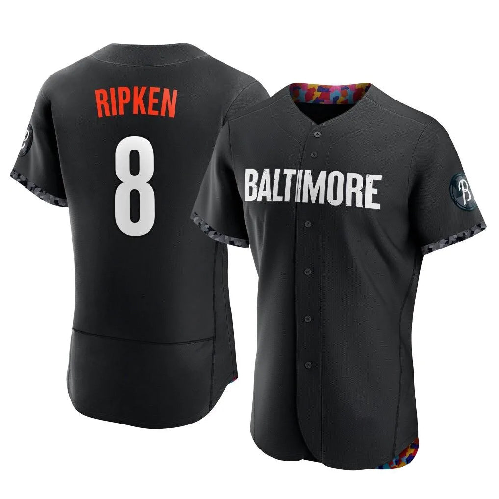 B.Orioles #8 Cal Ripken Player Black City Connect Limited Elite Home Game Edoa Stitched Jerseys