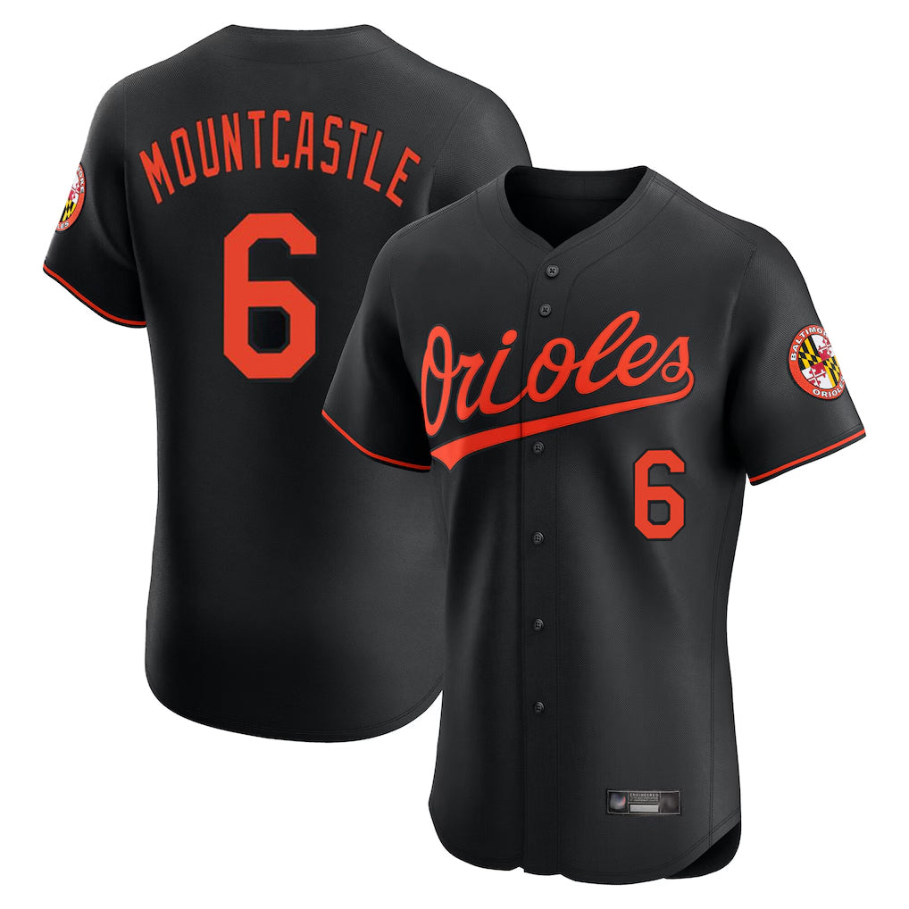 B.Orioles #6 Ryan Mountcastle Player Black Limited Elite Home Game Edoa Stitched Jerseys