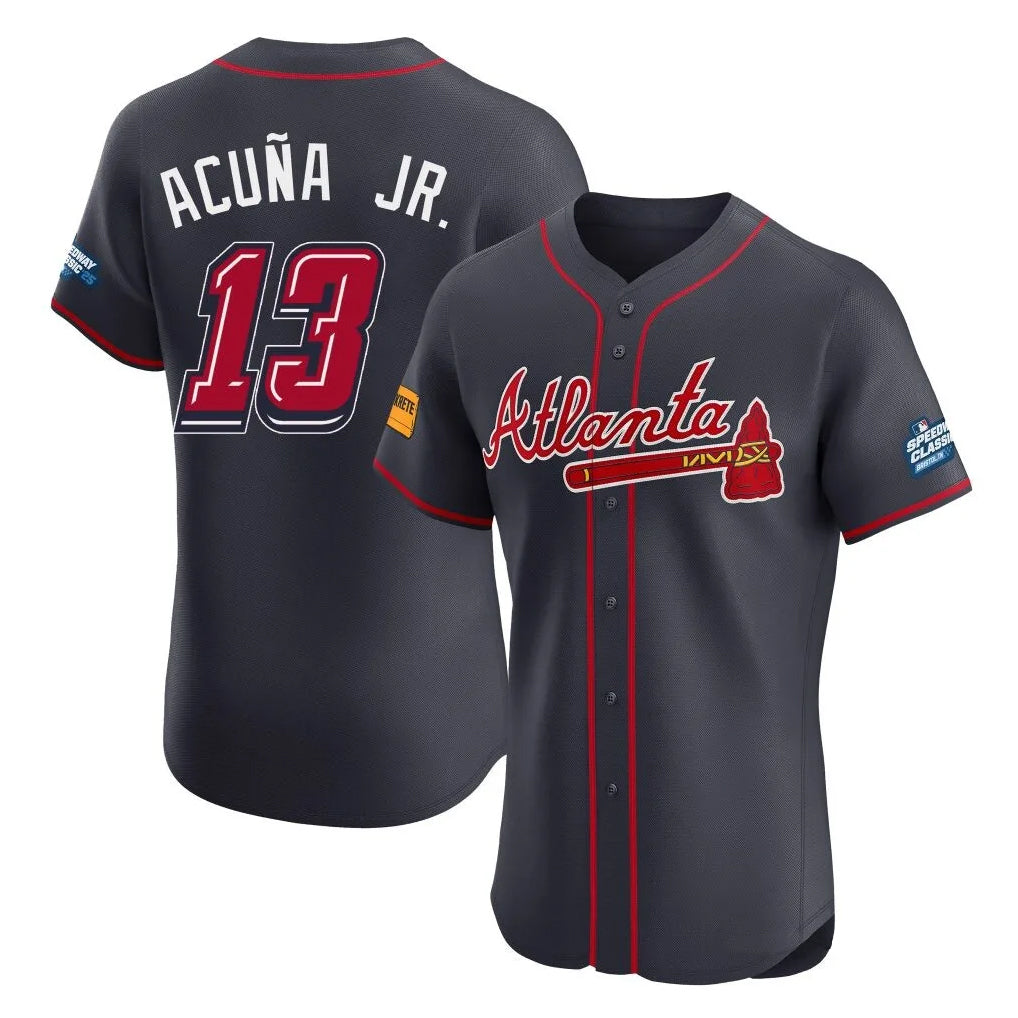 A.Braves #13 Ronald Acuna Jr Player Navy 2025 Speedway Classic Limited Elite Home Game Edoa Stitched Jerseys