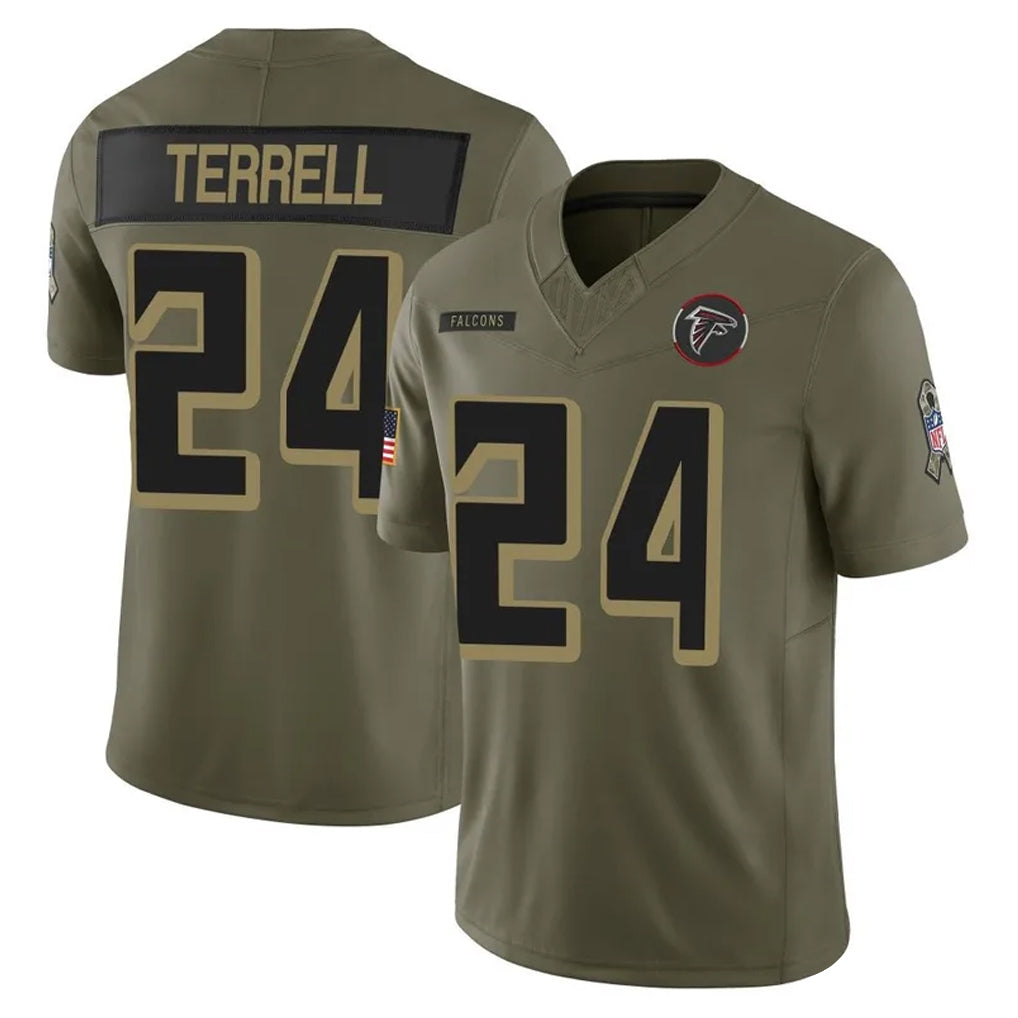 A.Falcons #24 A.J. Terrell Jr. Player Olive Salute To Service Limited Home Game Edoa Stitched Jerseys