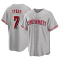 C.Reds #7 Spencer Steer Player Gray Home Game Edoa Stitched Jerseys