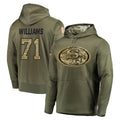 SF.49ers #71 Trent Williams Player Olive Salute to Service Pullover Hoodie Home Game Edoa Stitched Jerseys
