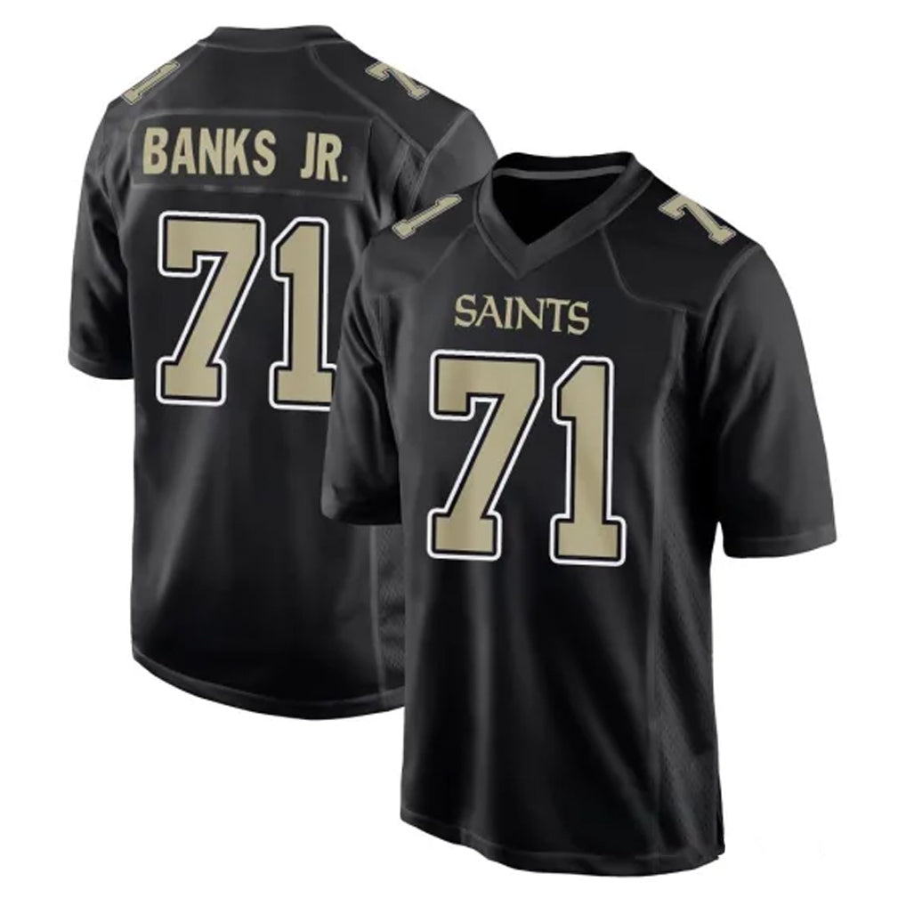 NO.Saints #71 Kelvin Banks Jr. Player Black Carbon Fashion Home Game Edoa Stitched Jerseys