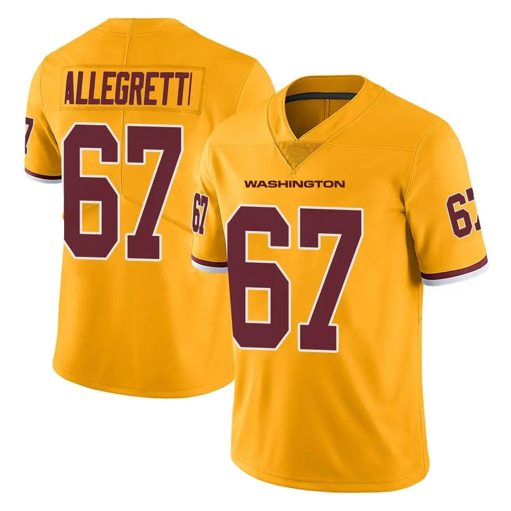 W.Commanders #67 Nick Allegretti Player Gold Limited Color Rush Home Game Edoa Stitched Jerseys