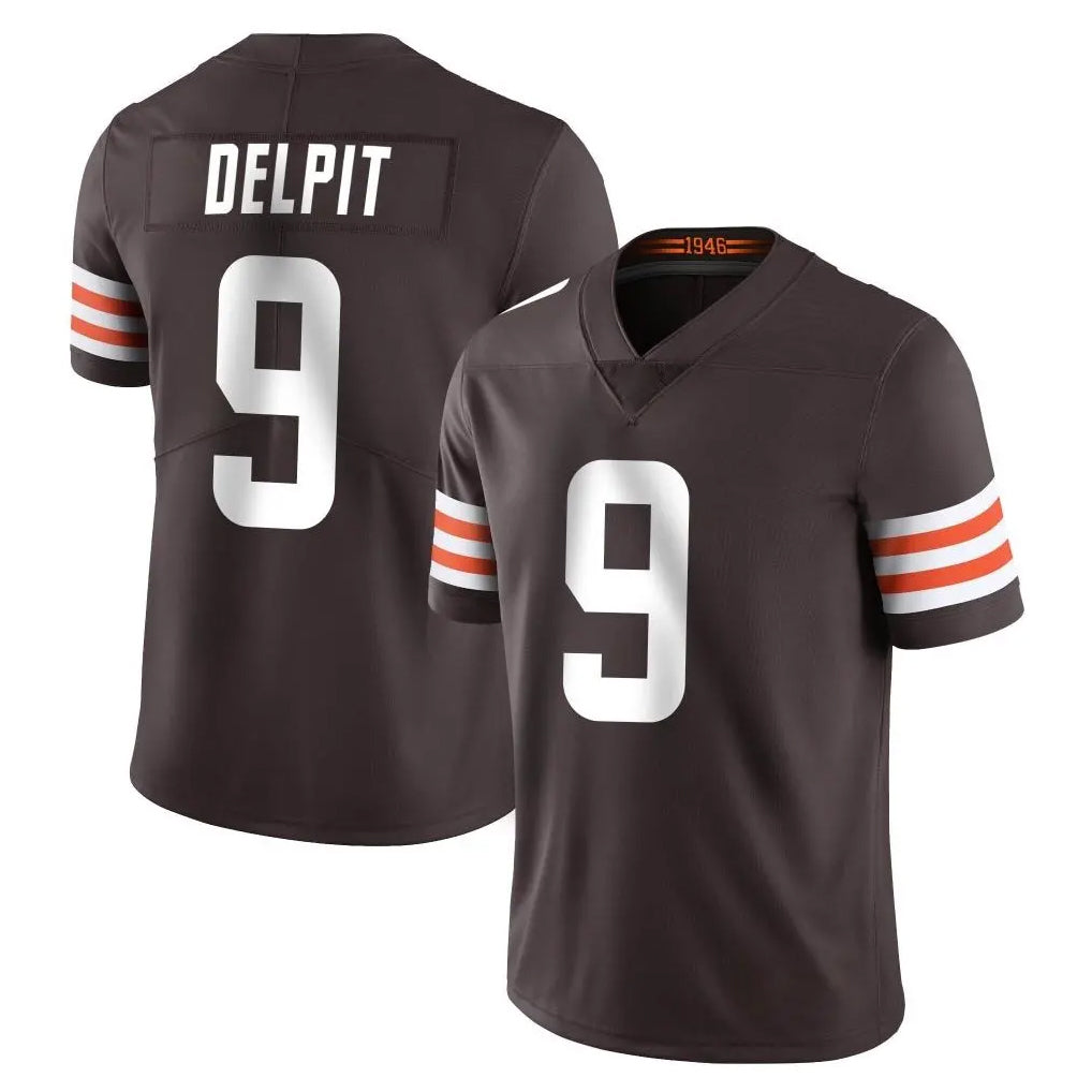 C.Browns #9 Grant Delpit Player Brown Color Vapor Untouchable Limited Home Game Edoa Stitched Jerseys