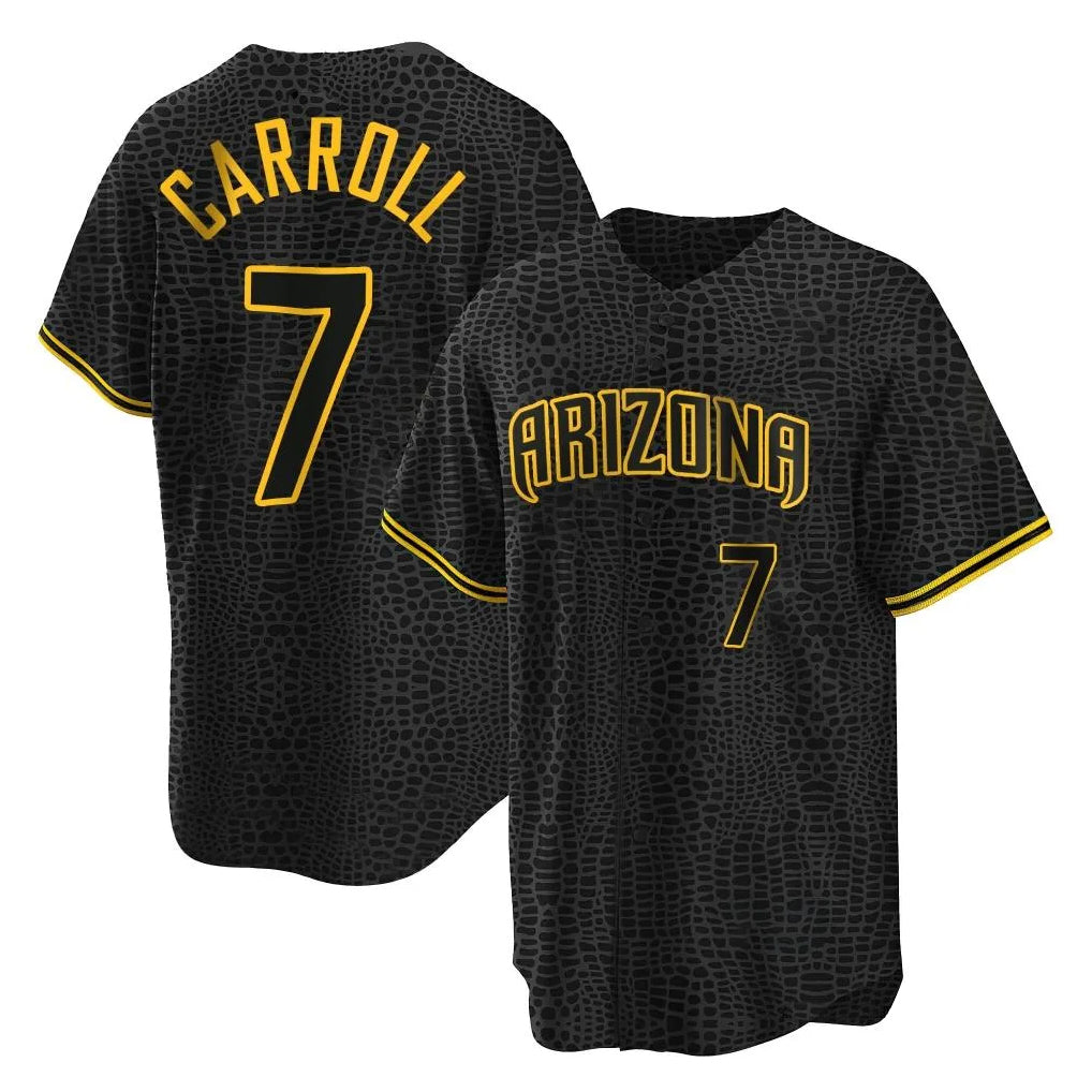 A.Diamondbacks #7 Corbin Carroll Player Black Snake Skin City Home Game Edoa Stitched Jerseys