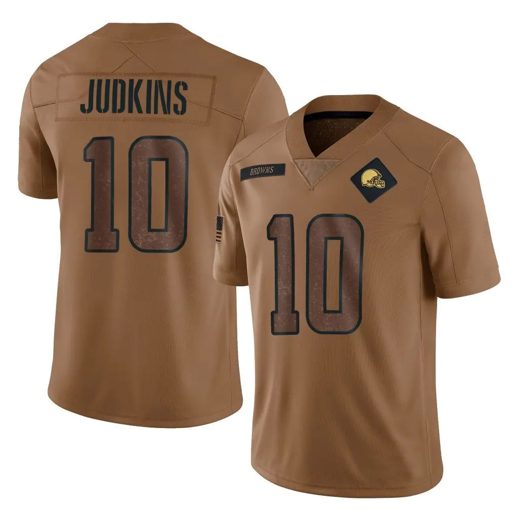 C.Browns #10 Quinshon Judkins Player Brown Salute to Service Limited Home Game Edoa Stitched Jerseys