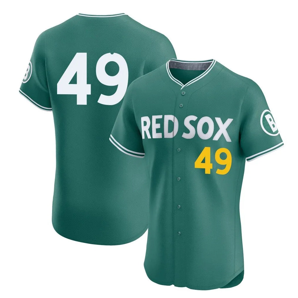 B.Red Sox #49 Tim Wakefield Player Green City Connect Limited Elite Home Game Edoa Stitched Jerseys