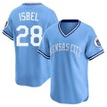 KC.Royals #28 Kyle Isbel Player Light Blue Limited Throwback Cooperstown Collection T-shirt Edoa Stitched Jerseys