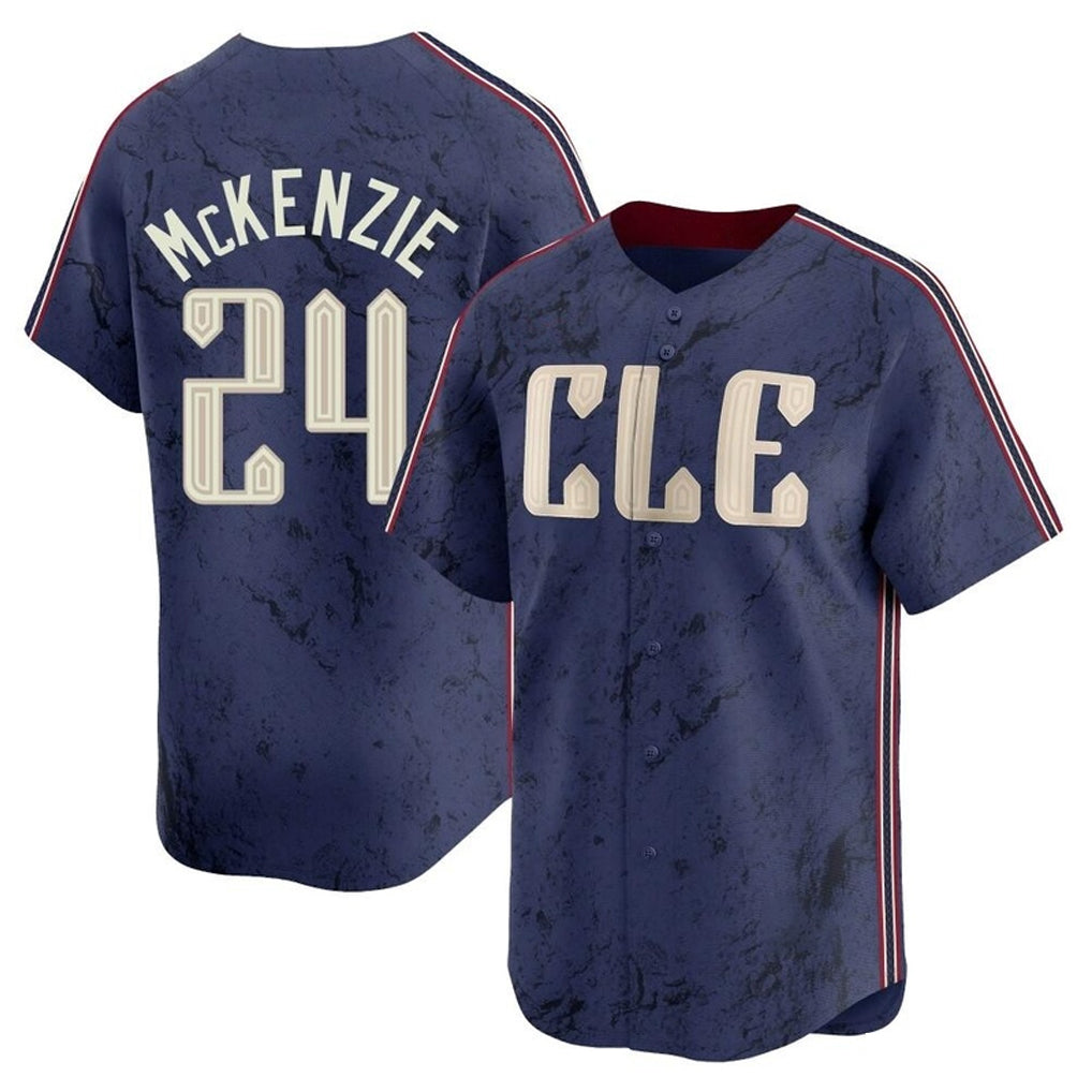 C.Guardians #24 Triston McKenzie Player Navy City Connect Limited Home Edoa Stitched Jerseys
