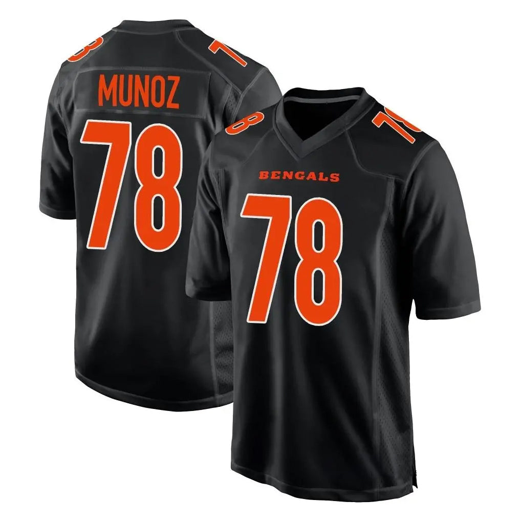 C.Bengals #78 Anthony Munoz Player Black Fashion Game Edoa Stitched Jerseys
