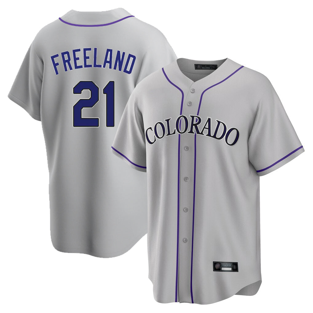 C.Rockies #21 Kyle Freeland Player Gray Game Home Edoa Stitched Jerseys