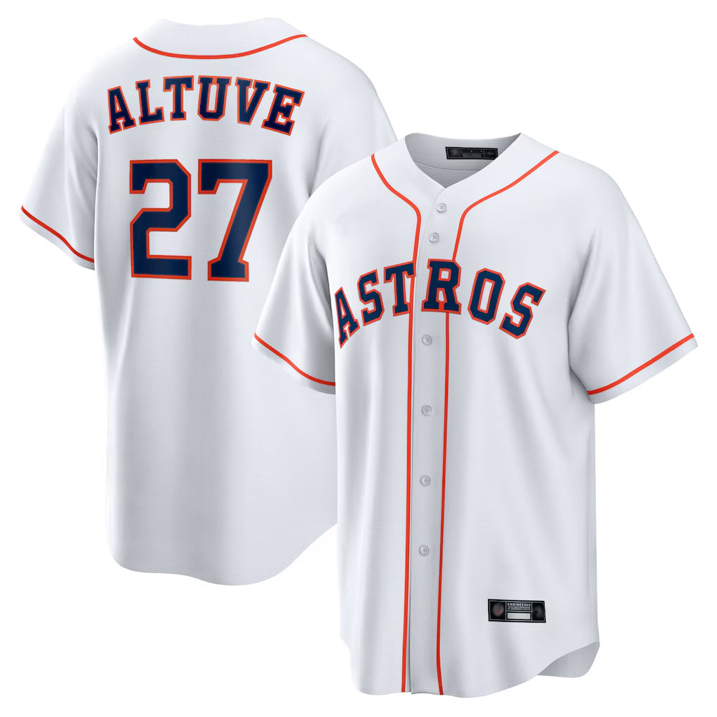 H.Astros #27 Jose Altuve Player White Home Game Edoa Stitched Jerseys