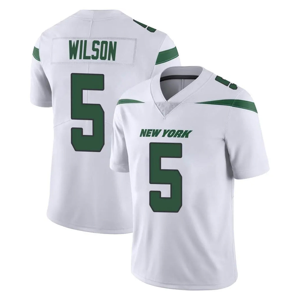 NY.Jets #5 Garrett Wilson Player White Spotlight Limited Vapor Home Game Edoa Stitched Jerseys