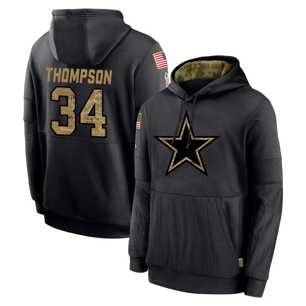 D.Cowboys #34 Jalen Thompson Player Black Salute to Service Pullover Hoodies Limited Edoa Stitched Jerseys