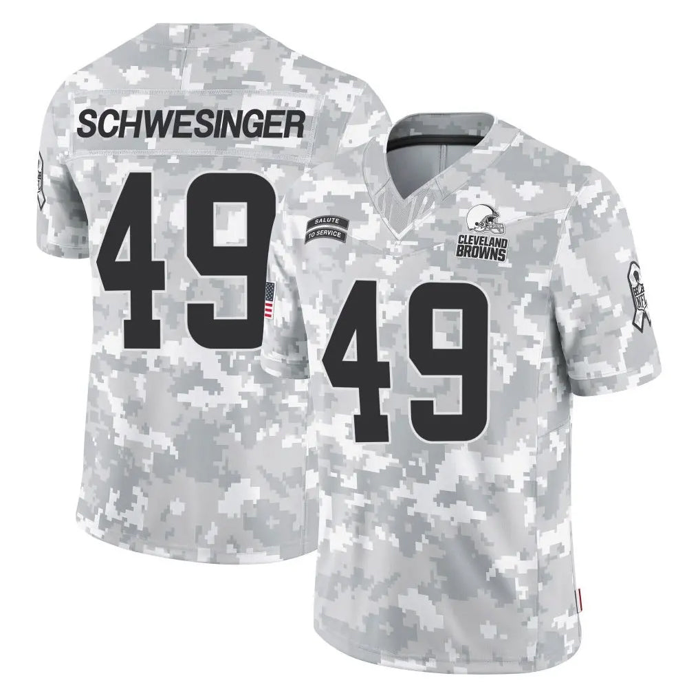 C.Browns #49 Carson Schwesinger Player Arctic Camo Salute to Service Limited Home Game Edoa Stitched Jerseys