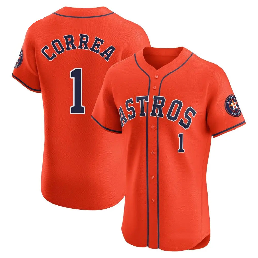 H.Astros #1 Carlos Correa Player Orange Home Limited Elite Edoa Stitched Jerseys