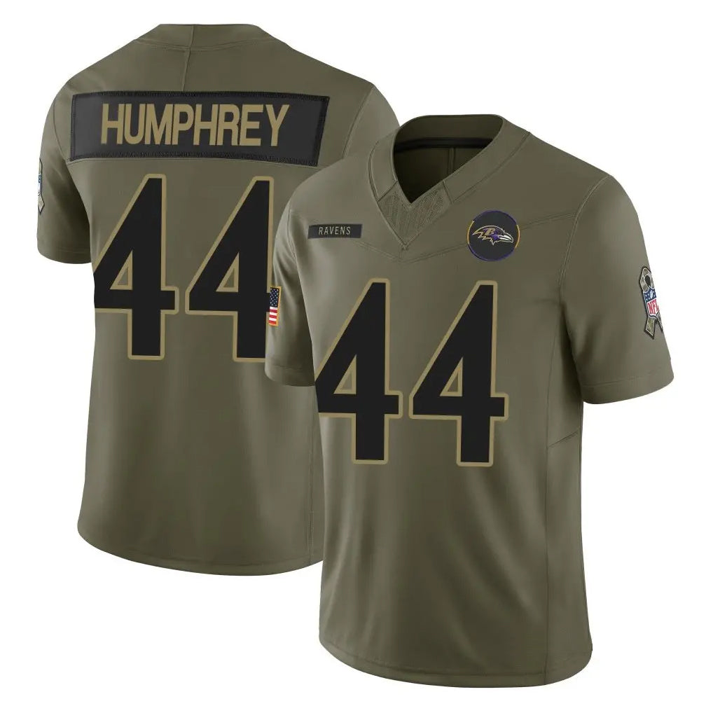 B.Ravens #44 Marlon Humphrey Player Olive Salute To Service Limited Home Game Edoa Stitched Jerseys