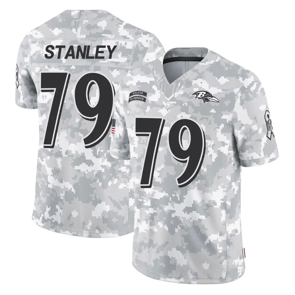 B.Ravens #79 Ronnie Stanley Player Arctic Camo Salute to Service Limited Edoa Stitched Jerseys