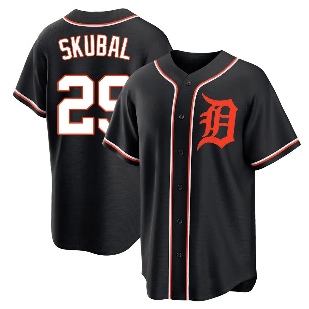D.Tigers #29 Tarik Skubal Player Black Fashion Out Home Game Edoa Stitched Jerseys
