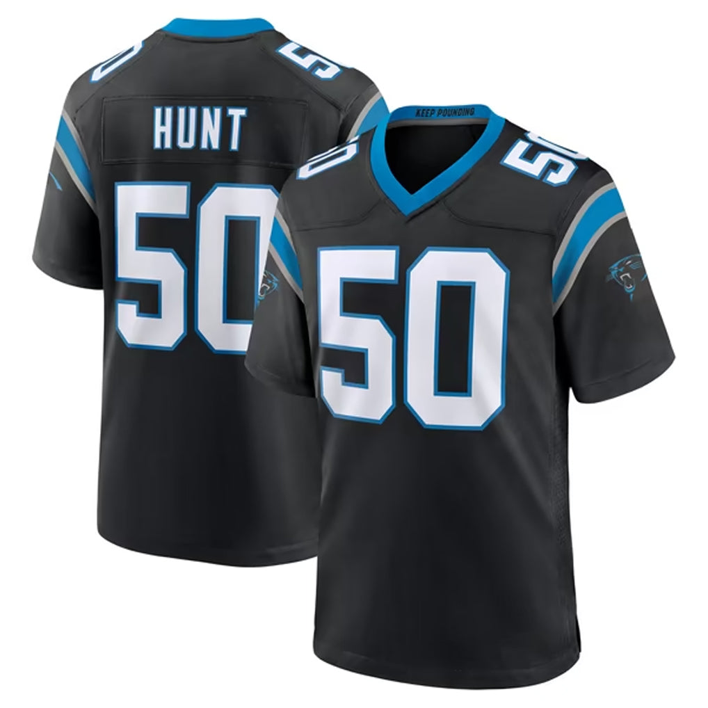 C.Panthers #50 Robert Hunt Player Black Limited Home Game Edoa Stitched Jerseys