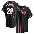 C.Reds #28 Eugenio Su¨¢rez Player Black Fashion Out Home Game Edoa Stitched Jerseys