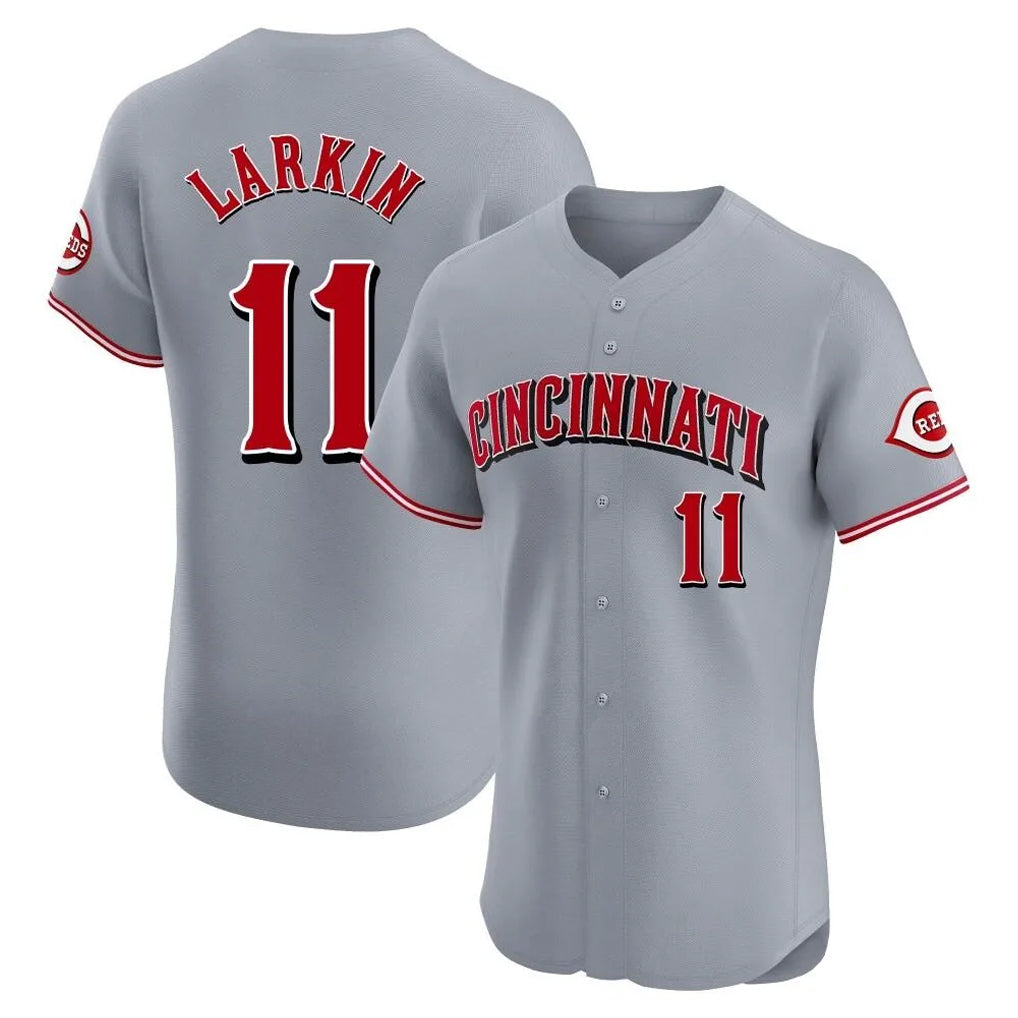C.Reds #11 Barry Larkin Player Gray Limited Elite Home Edoa Stitched Jerseys