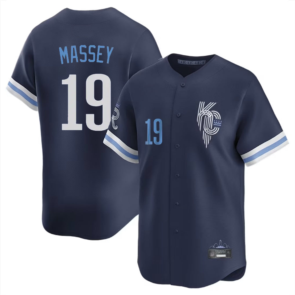KC.Royals #19 Michael Massey Player Navy City Connect Limited Home Edoa Stitched Jerseys