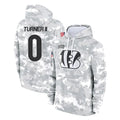 C.Bengals #0 DJ Turner II Player Arctic Camo Salute to Service Pullover Hoodie Limited Edoa Stitched Jerseys