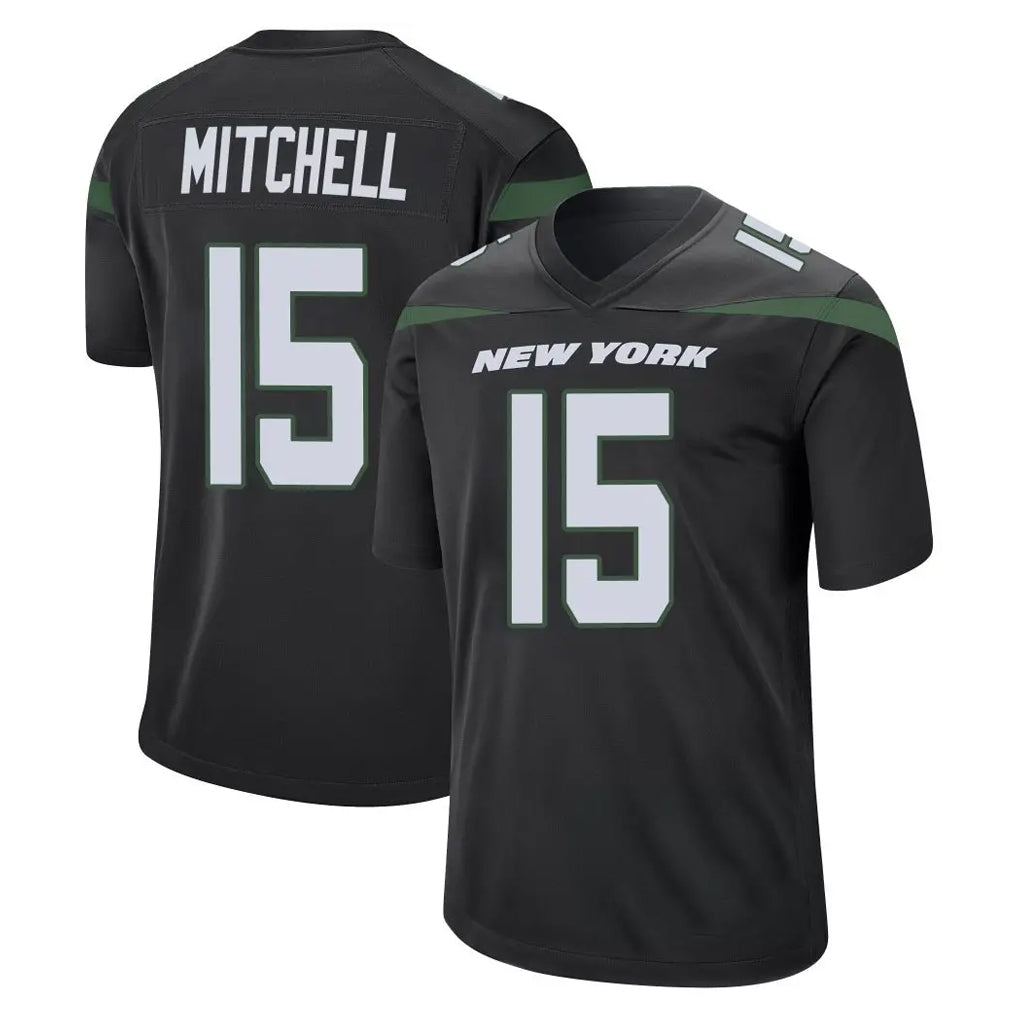 NY.Jets #15 Adonai Mitchell Player Stealth Black Home Game Edoa Stitched Jerseys